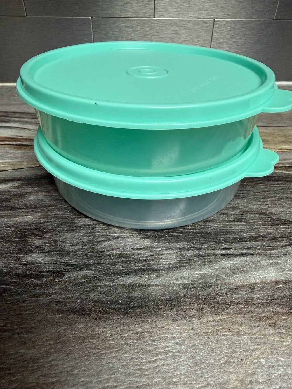 Tupperware Aqua/Turquoise Round Food Storage Containers - Set of 2